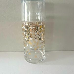 Glass Bedside Night Water Carafe with Tumbler Glass 16 oz